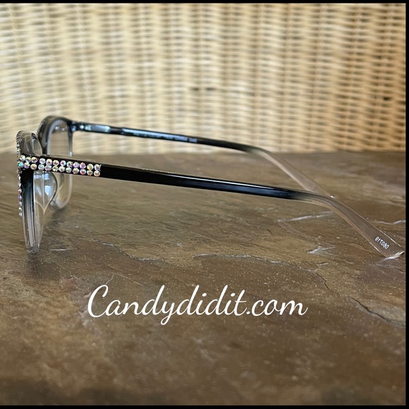 NWT Candy Did It! Handmade Black & Clear Crystal Bling Reader Glasses 4.00 - Picture 8 of 11